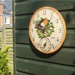 Outside In Designs Robin Wall Clock & Thermometer 12in -Garden Tools Shop 896743 5064002 3 2 3 600