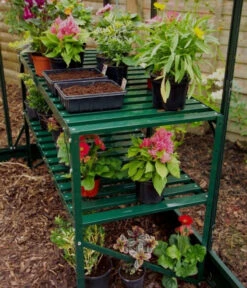 Halls Green Aluminium 2 Tier Slatted Greenhouse Staging 4ft 5 Halls Green Aluminium 2 Tier Slatted Greenhouse Staging 4ft -Garden Tools Shop halls green 2 tier staging