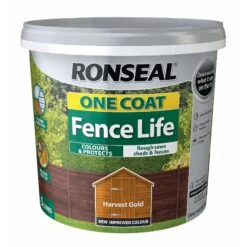 Ronseal One Coat Fence Life 5L -Garden Tools Shop ronseal one coat fence life harvest gold