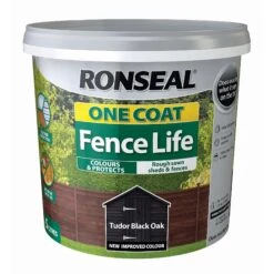 Ronseal One Coat Fence Life 5L -Garden Tools Shop ronseal one coat fence life tudor black oak